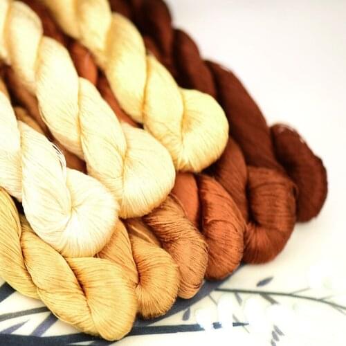 1pcs 100% silk thread hand embroidery embroider cross stitch 400m silk embroidery thread Pale brown series/9 pure colors