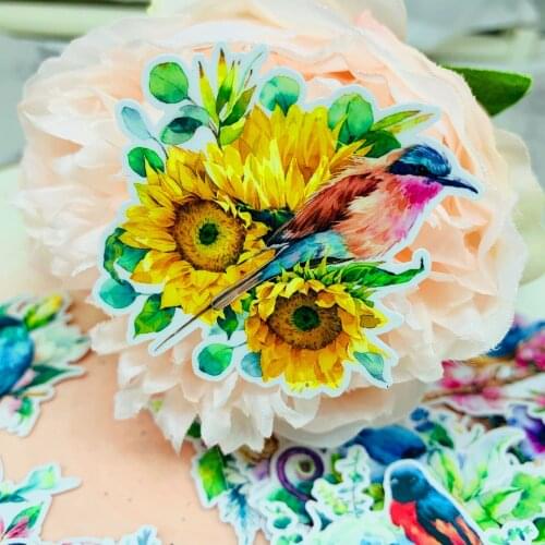 15 pcsBirds and flowers stickers for kids homemade book stickers on laptop / decorative scrapbooking / DIY