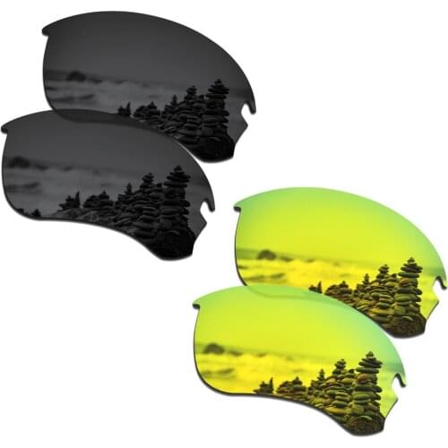 SmartVLT 2 Pairs Polarized Sunglasses Replacement Lenses for Oakley Flak Draft Stealth Black and 24K Gold