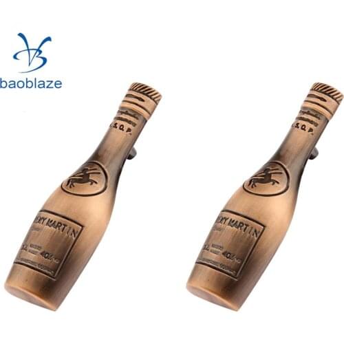 2Pieces Antique Style Copper Wine Bottle Shaped Cabinet Wardrobe Door Drawer Pull Handle Grip Knob