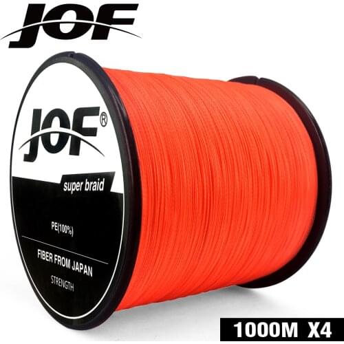 2019 JOF 4 Strands 100M 150M 300M 500M 1000M PE Orange Braided Fishing Line Sea Saltwater Fishing Weave Extreme SuperPower
