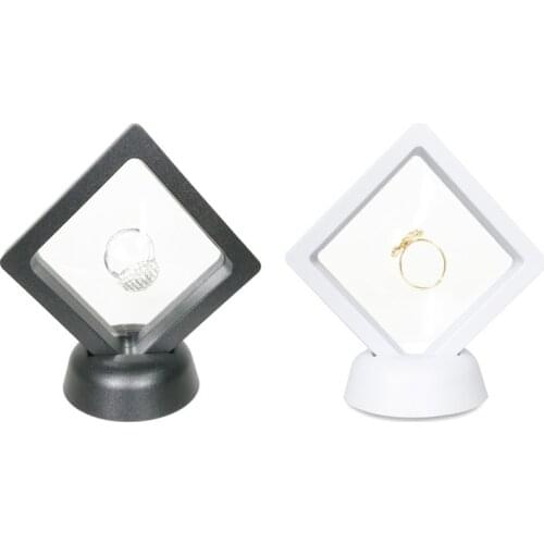 2021 Fashion Floating Plastic Floating Display Box for Earrings, Coins, Gems, Rings, Jewelry Storage Box, Black and White Color