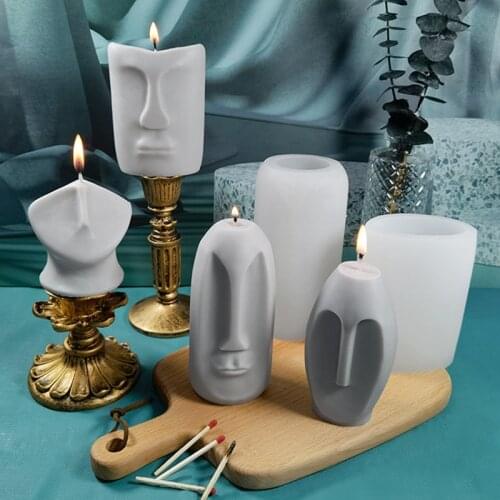2022 Nordic Design 3D Facial Silicone Candle Mould DIY Handmade Aromatherapy Candle Mold Gypsum Portrait Sculpture Candle Making