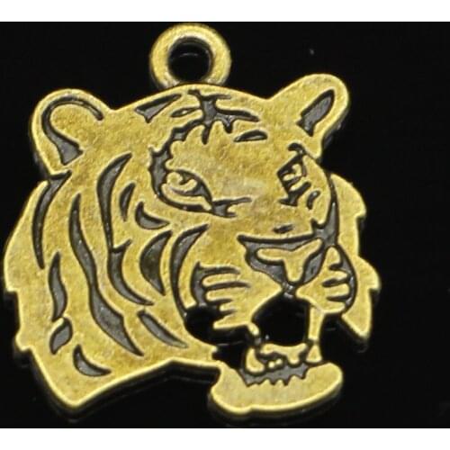 27 pcs Antique Bronze Plated roaring tiger head Charms Pendant For DIY Necklace Bracelet Jewelry Making DIY Handmade 27*24mm