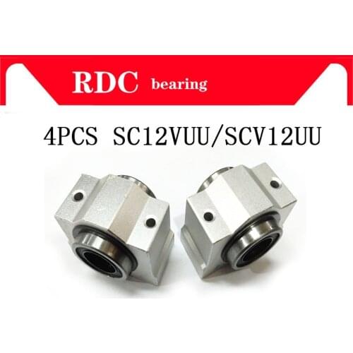 4pcs/lot SC12VUU SC12V SCV12UU 12mm High quality CNC pillow block linear slide for CNC router XYZ table 12mm bearing bushing