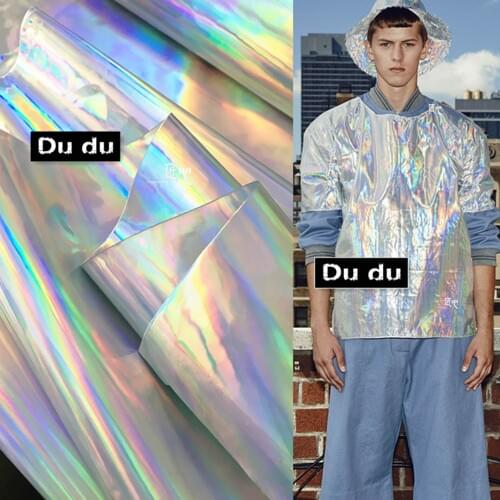 50x135CM Rainbow Opaque Mirror Reflective Leather Fabric Clothing pocket Bag Fabric DIY