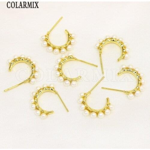 6 Pairs Round Hoop Earrings Pearls Stud earrings Gold Hoop earrings Accessories Gold earrings Gift for women jewelry 8496