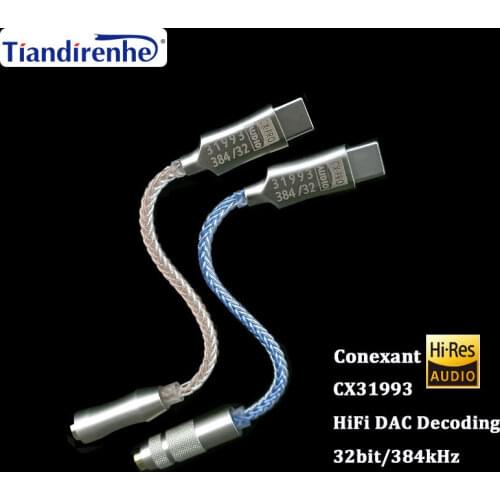 Newest CX31993 USB Type C DAC Headphone Amp Blue with 3.5mm Output SNR128dB PCM 32b/384kHz For Android Windows10 phone call