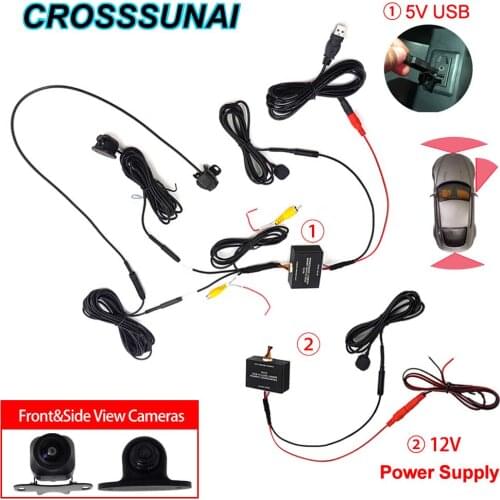 12V 2 Video Channels Converter Car Switch Rearview Rear Front View Camera Control Switcher Box Image HD Auto Parking Camera USB