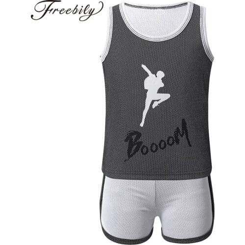 Kids Ballet Dance Costume Outfit Girls Boys Activewear Sleeveless Vest Tops With Shorts Set Fitness Exercise Dance Practice Wear