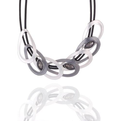 ELOYHI Women Leather Rope Necklace Geometric Top Quality Double Collar Choker For Women Trendy Neckalce&Pendants Gift