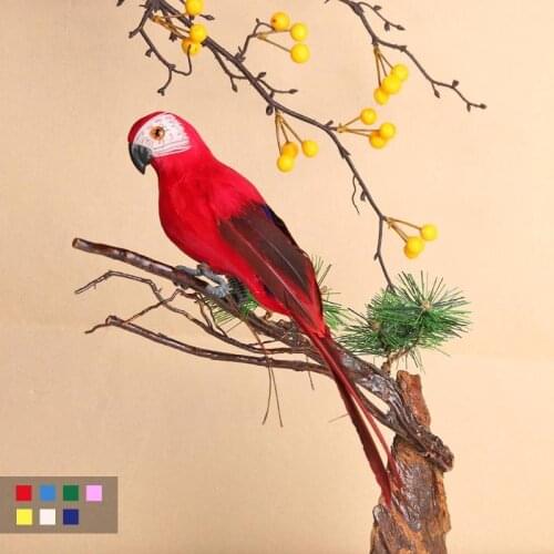 1PC Handmade Foam Feather Artificial Parrot Imitation Bird Model Figurine Foam Birds Parrot Home Garden Decoration Ornament