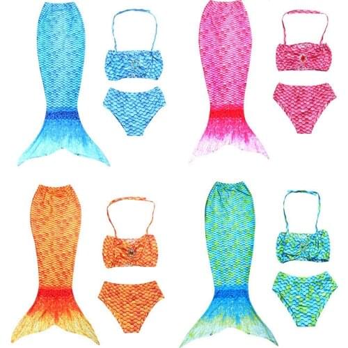 Girls Mermaid Swimsuits Princess Bikini Set Swimming Costume Kids Gift Mermaid Tail , Incidental Sales Flippers .36