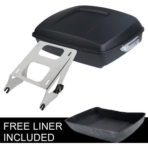 Motorcycle Matt Black Chopped Trunk + Mount Rack For Harley Touring Tour Pack Road King Road Glide Street Glide 2014-2021