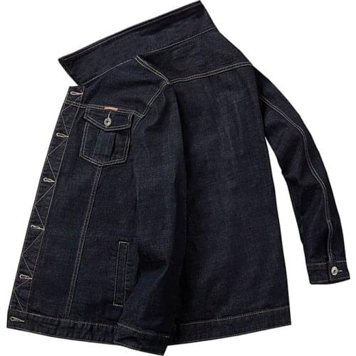 Mcikkny Men Fashion Loose Denim Jackets Black Stretch Trucker Outwear Coats For Male Cotton Washed Plus Size M-8XL