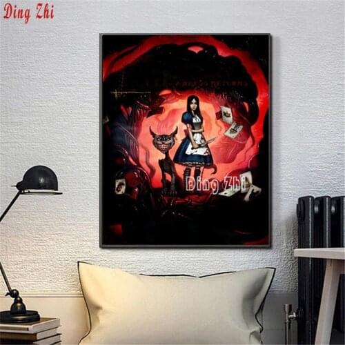 Famous Cartoon Madness Returns-Silk Diy Full Square Round Drill Wall Sticker 5D Diamond Painting Mosaic Home Decor 3D Embroidery