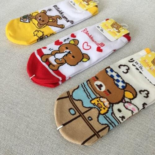 Cartoon Rilakkuma printed socks korilakkuma Kiiroitori cute fun women cotton sock soft comfort summer calcetines mujer divertido