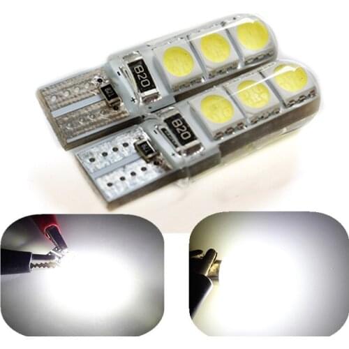 New 2PCS 6 SMD LED Diode Base T10 Bulbs Silicon Car Interior Lights W5W 501 194 168 Corner Side Door Light Bulb Bright White