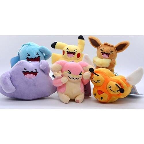 New 6PCS Pik Eev Aud Com Dit Wob 4"10CM Keychain Pendant Plush Doll