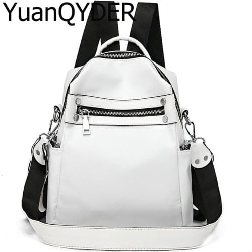 New Solid Color Women Multifunction Backpack Designer Simple College Style School Bag for Teenage Girls 2020 Travel Shoulder Bag