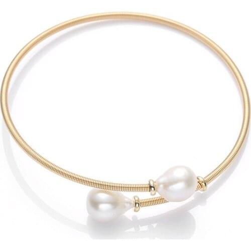 Original Natural Fresh Water Edison Nucleated Pearl Open Bangle For Women Handmade Party Gift Adjustable Bracelet Fine Jewelry