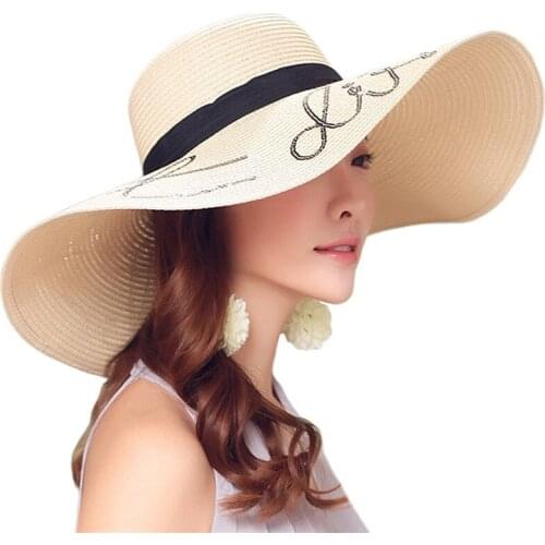 Summer Adult Women Sequins Straw Hats Ladies Female Girls Casual Large brim Sun hats Visor Caps