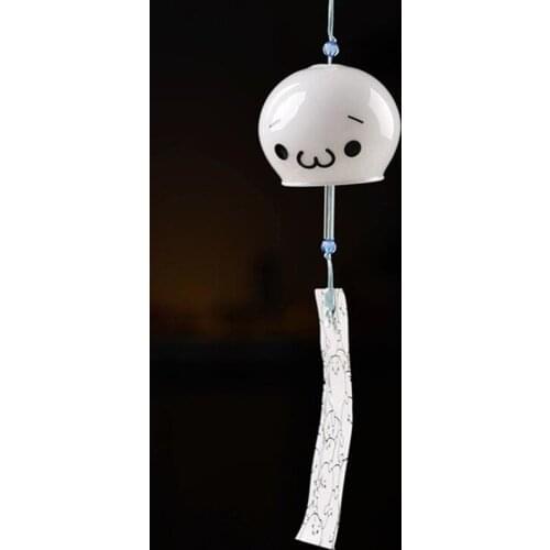 8pcs/pack 7*8cm Japan Style Glass Bell Hand Drawing Glass Windchime Friend Gift Hand Painting Sad Face Hanging Decorative