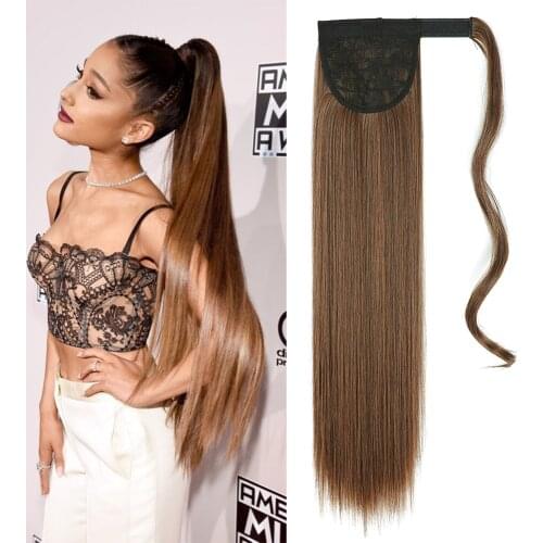 AZIR 22INCH Long Straight Wrap Around Clip On Ponytail Hair Extension Heat Resistant Synthetic Pony Tail Fake Hair