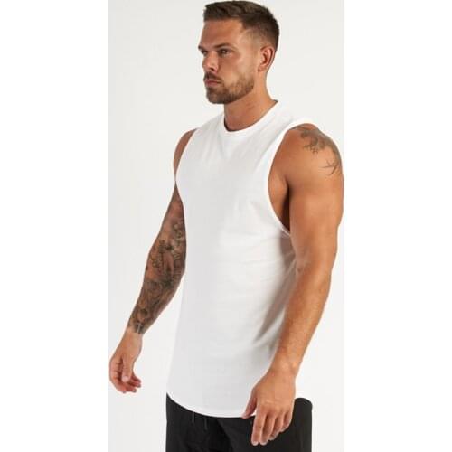 Gym Vest Men Running Tank Top Bodybuilding Fitness Mens Cotton Workout Singlet Fashion O-Neck Sporting Muscle Sleeveless Shirt