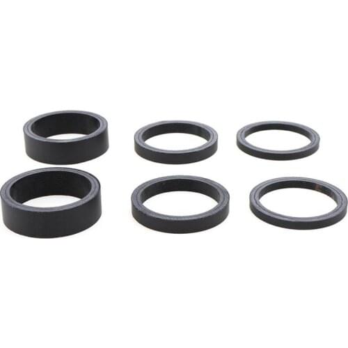 6Pcs/Set 1 1/8inch Full Carbon Fibre Bike Fork Headset Spacer 3mm 5mm 10mm for Road / Mountain Bicycles