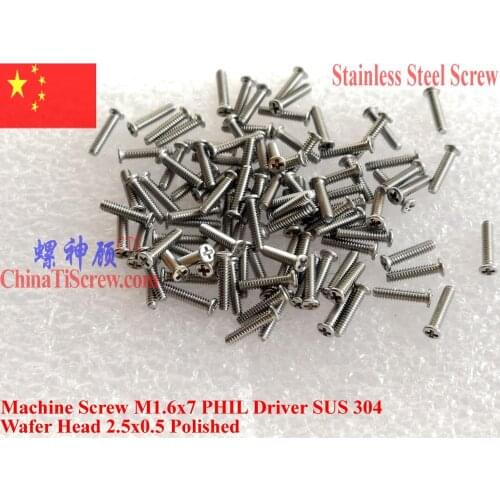 Stainless steel screw M1.6x7 Wafer head A2-70 100 pcs