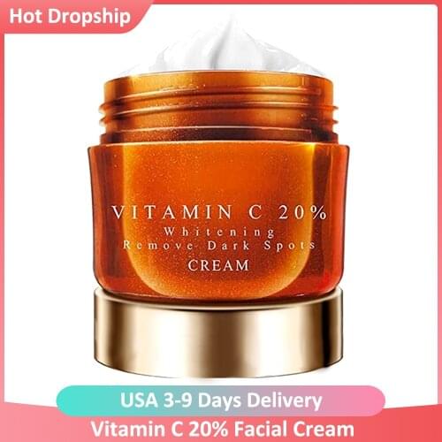 Vitamin C Face Cream Serum VC 20% Fade Freckles Melanin Remover Dark Spots Facial Creams Mask Whitening Moisturizing Day Cream