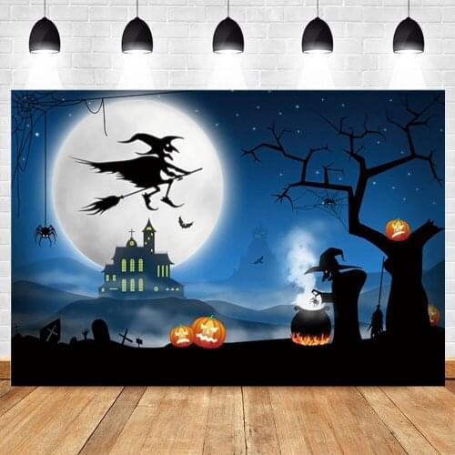 Yeele Halloween Background Witch Dead Tree Pumpkin Lantern Bat Moon Castle Backdrop Photography Baby Photo Studio Photophone