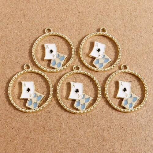 10pcs 22*25mm Funny Alloy Pocker Charms for Pendants Necklaces Earrings Jewelry Making Hollow Charms DIY Handmade Jewelry Crafts