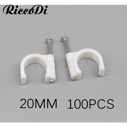 Factory sell circle cable clips 20MM Round Circle Cable Clips Wire U Clamp with Nail 100pcs