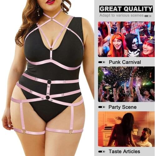 Goth Womens Underwear Plus Size Body Harness Bra Bdsm Harness Fashion Bondage Clothes Woman Sexy Lingerie Stockings Garter Belt
