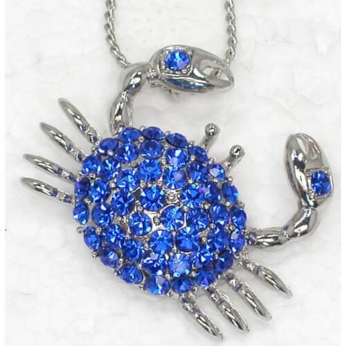 12pcs/lot Wholesale Rhinestone Crab Fashion Pendant Necklaces Costume Chain Jewelry F101047