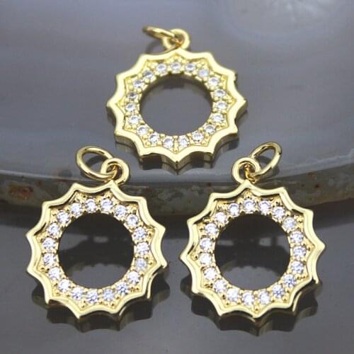 15*15mm 20pcs/lot High quality cz pendant,sun shape cubic zircon charm jewelry,bracelet/necklace component wholesale
