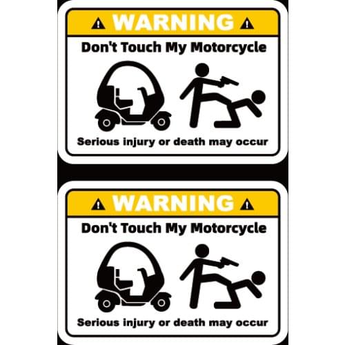 2 PCS Warning Mark Do Not Touch My Motorcycle Reflective and Waterproof Stickers Decals 8cmx5.6cm
