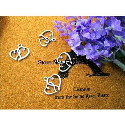 20pcs--Heart charms,Antique Silver Heart Charm pendants 17x18mm