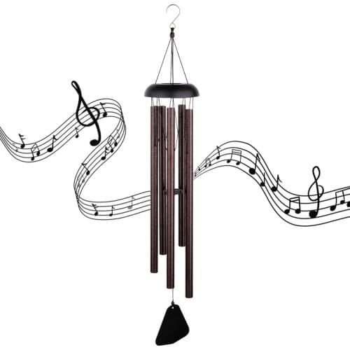 5 Tuned Metal Tubes Wind Chimes Outdoor Amazing Grace Music Sound 36inch Home Pendant