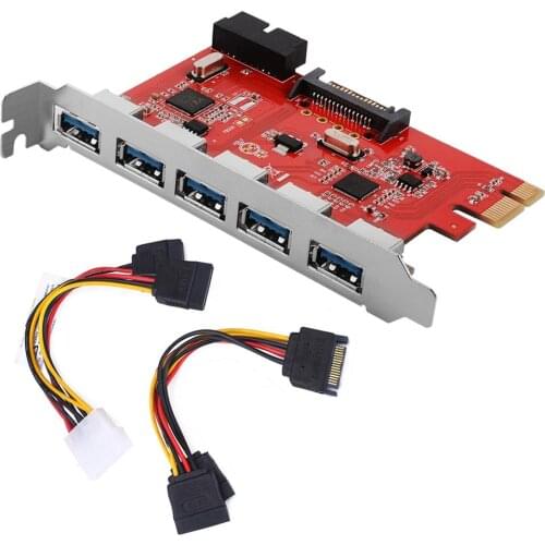 5 Ports USB 3.0 Hub PCI E Add On Card Controller SATA 3 PCIE SATA3 PCIE/PCI-E SATA Card/Expansion/Multiplier PCI Express SATA