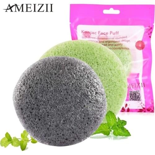 6 Colors Round Shape Sponge Puff Natural Konjac Puff Facial Cleanser Wash Tool Makeup Removal Wash Flutter Accessories TSLM1