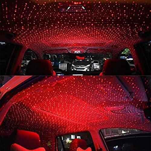 Car Atmosphere Lamp Starry Sky Night Light Interior Lamp Star Roof Decoration Lamp With Rotating Car Projection Light
