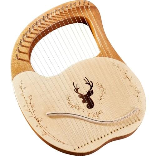 Cega 21 Metal Strings Lyre Harp Spruce Topboard Mahogany Backboard String Instrument & Tuning Wrench Strings Picks Note Sticker