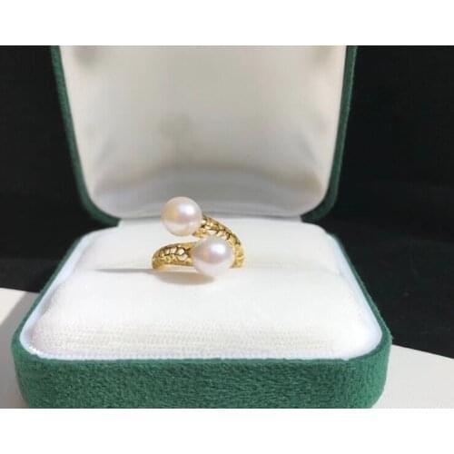 TWO PEARL 925 Sterling Silver Adjustable Free Size Ring Settings Findings Mountings Parts for Pearl Corals Jade Crystal Agate