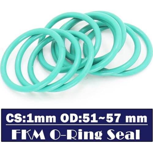 CS1mm FKM Rubber O RING OD 51/52/53/54/55/56/57*1 mm 20PCS O-Ring Fluorine Gasket Oil seal Green ORing