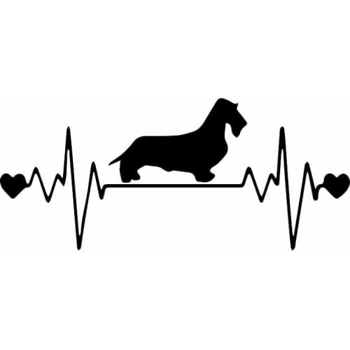 Dachshund Lifeline Car Sticker Dachshund Heartbeat Dog Decorative Accessories Creative Sunscreen Waterproof PVC17cm*8cm