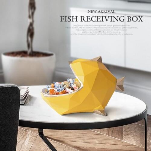 Eco-Resin fish statue figurine room office mobile phone organizer candy storage box ornaments home decoration accessories