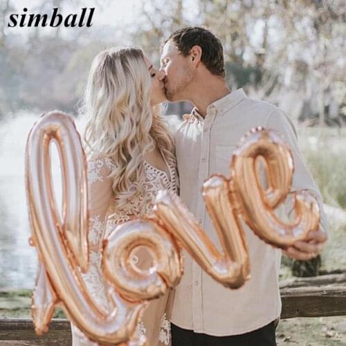 108x65cm Giant Link Love Foil Helium Balloons Rose Gold Letter Ballon Globos Valentines day Wedding Party Decor Bridal Shower